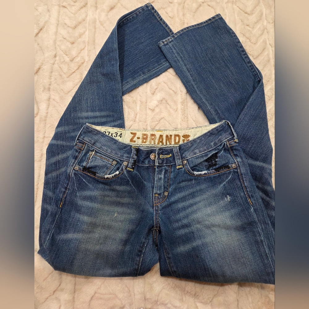 Vintage‎ Z Brand Women's Straight Leg Distressee Blue Jeans- Size 27/34 Chic